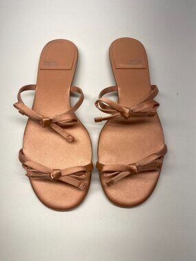 Jeffrey Campbell Womens Bow-Accented Slide Sandals - Peach Satin Sz 11